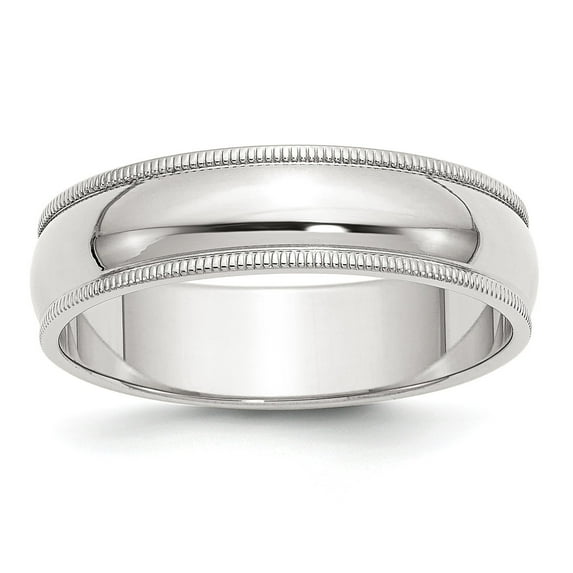 Sterling Silver 6mm Half Round Milgrain Band - Size 8.5