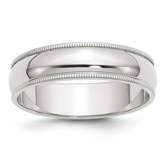 Sterling Silver 6mm Half Round Milgrain Band