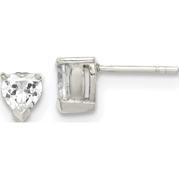 Sterling Silver 6mm Heart Basket Set Cz Stud Earrings (6 X 6) Made In Thailand qe3158