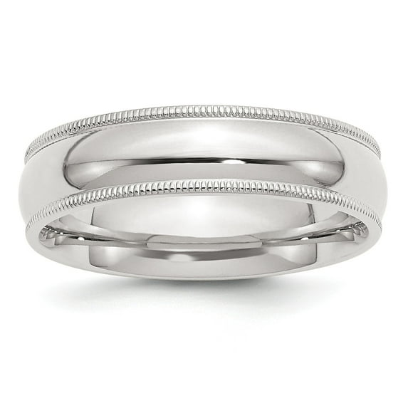 Sterling Silver 6mm Milgrain Comfort Fit Band - Size 7.5