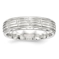 thumbnail image 1 of Sterling Silver 6mm Polished Flat Greek Key Design Beveled Edge Fancy Band Size 13, 1 of 1