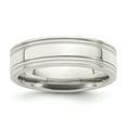 thumbnail image 1 of Sterling Silver 6mm Polished Flat Milgrain Grooved Edge Fancy Band Size 12.5 QWB114, 1 of 4