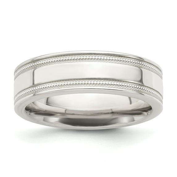 Sterling Silver 6mm Polished Flat Milgrain Grooved Edge Fancy Band Size 12.5 QWB114