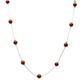 thumbnail image 1 of Sterling Silver 6mm Sponge Coral Stone Beads Station Italian Chain Necklace 20"+2" Extender, 1 of 3