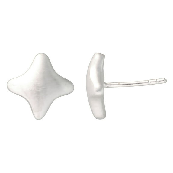 Sterling Silver 7/16 inch tall Four-pointed Star Stud Earrings