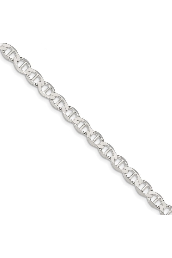 Sterling Silver 7.1mm Polished Flat Anchor Chain Bracelet - 9.2 Grams - 7 Inch