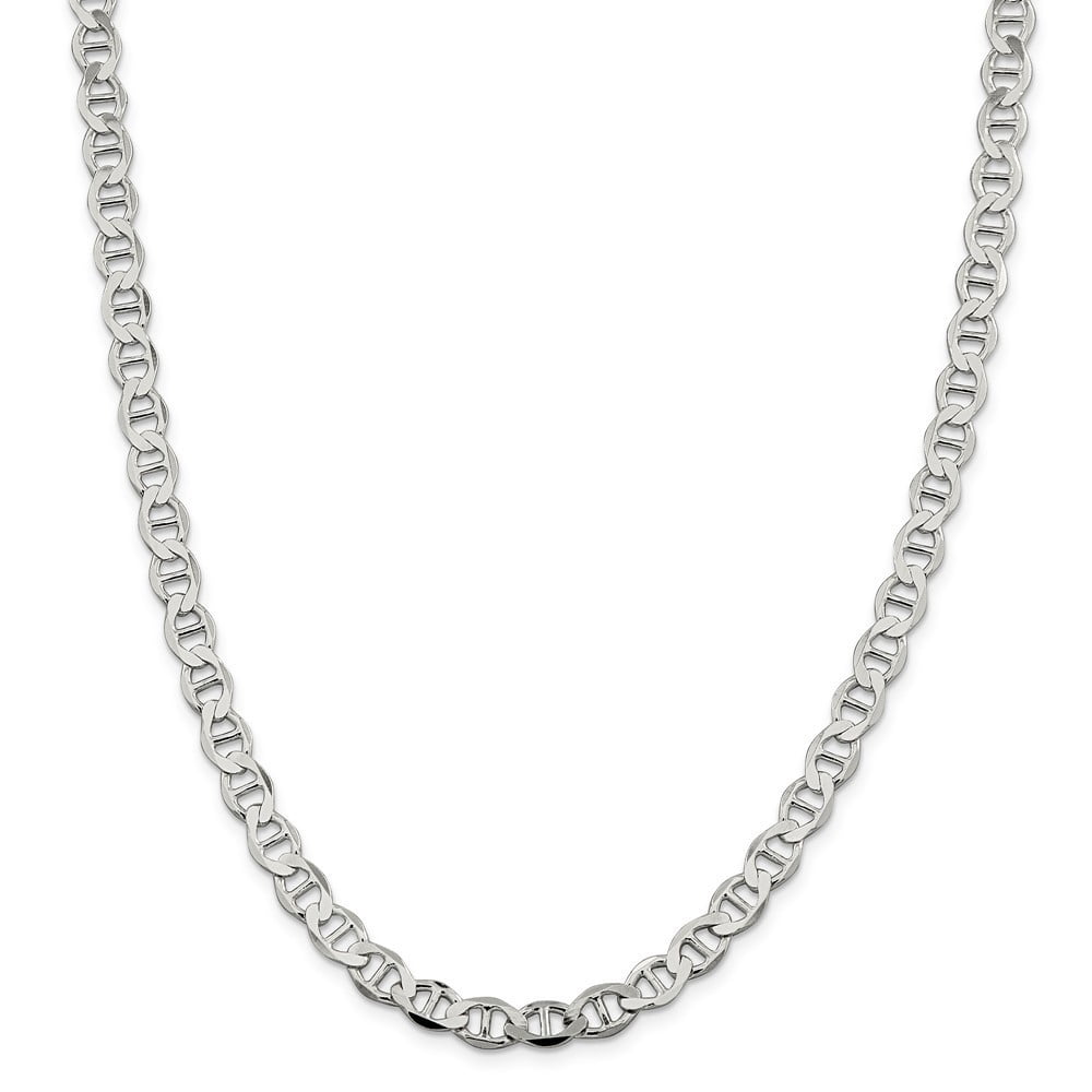 Sterling Silver 7.1mm Semi-solid Flat Anchor Chain Necklace - 32.5