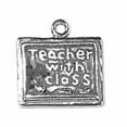 thumbnail image 1 of Sterling Silver 7" 4.5mm Charm Bracelet Attached 3D School Room Blackboard Charm Words TEACHER CLASS, 1 of 2