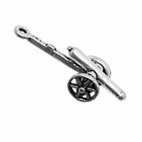 Sterling Silver 7" 4.5mm Charm Bracelet With 3D Twelve Pounder Napoleon Civil War Cannon Military Charm