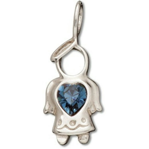 Sterling Silver 7" 4.5mm Charm Bracelet With Angel December Birth Month Charm Blue Crystal