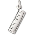 thumbnail image 1 of Sterling Silver 7" 4.5mm Charm Bracelet With Attached 3D 6 Inch Ruler Measuring Stick Charm, 1 of 1
