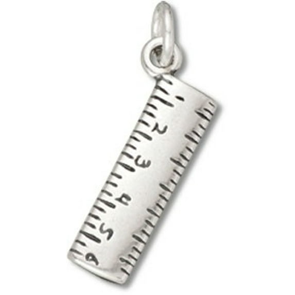 Sterling Silver 7" 4.5mm Charm Bracelet With Attached 3D 6 Inch Ruler Measuring Stick Charm