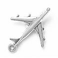 thumbnail image 1 of Sterling Silver 7" 4.5mm Charm Bracelet With Attached 3D 747 Jet Commerical Airplane Charm, 1 of 1