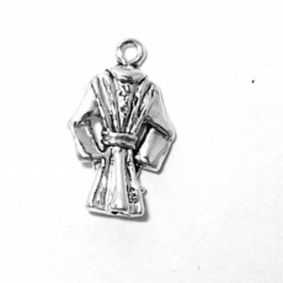 Sterling Silver 7" 4.5mm Charm Bracelet With Attached 3D Bath Robe Clothes Charm
