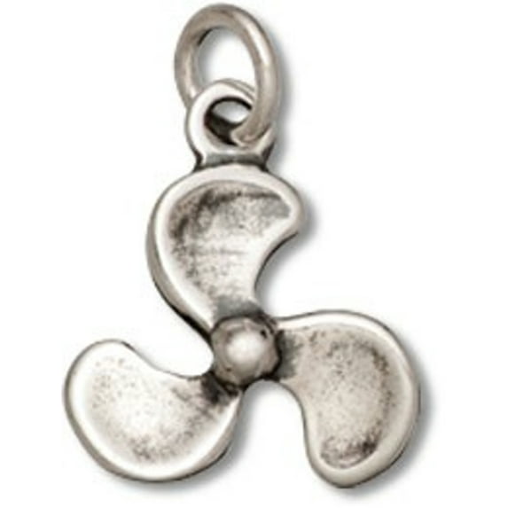 Sterling Silver 7" 4.5mm Charm Bracelet With Attached 3D Boat Propeller Fan Charm