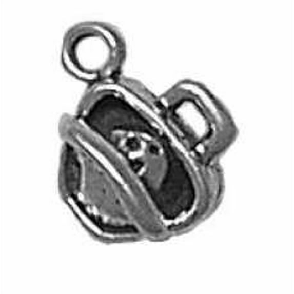 Sterling Silver 7" 4.5mm Charm Bracelet With Attached 3D Bowling Bag With Bowling Ball Charm
