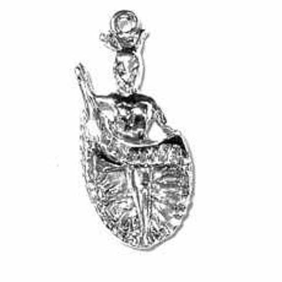 Sterling Silver 7" 4.5mm Charm Bracelet With Attached 3D Can Can Music Hall Dancer Charm