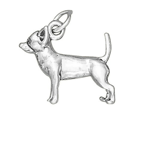 Sterling Silver 7" 4.5mm Charm Bracelet With Attached 3D Chihuahua Pet Dog Breed Charm