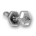 thumbnail image 1 of Sterling Silver 7" 4.5mm Charm Bracelet With Attached 3D Dumbbell 5LB Hand Weight Exercise Charm, 1 of 2