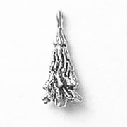 Sterling Silver 7" 4.5mm Charm Bracelet With Attached 3D Evergreen Pine Tree Charm