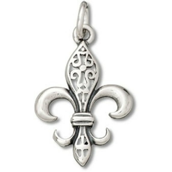 Sterling Silver 7" 4.5mm Charm Bracelet With Attached 3D Filligree French Fleur De Lis Charm
