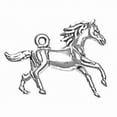 thumbnail image 1 of Sterling Silver 7" 4.5mm Charm Bracelet With Attached 3D Galloping Horse Charm With Flowing Mane, 1 of 1