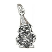AUNTIE'S TREASURES Sterling Silver 7" 4.5mm Charm Bracelet With Attached 3D Garden Gnome Statue Charm