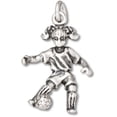 thumbnail image 1 of Sterling Silver 7" 4.5mm Charm Bracelet With Attached 3D Girl Playing Soccer Kicking Soccer Ball Charm, 1 of 2