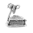 thumbnail image 1 of Sterling Silver 7" 4.5mm Charm Bracelet With Attached 3D Grass Hut With Palm Tree Charm, 1 of 1