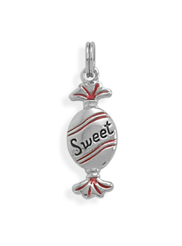 Sterling Silver 7" 4.5mm Charm Bracelet With Attached 3D Individually Wrapped Hard Candy Charm
