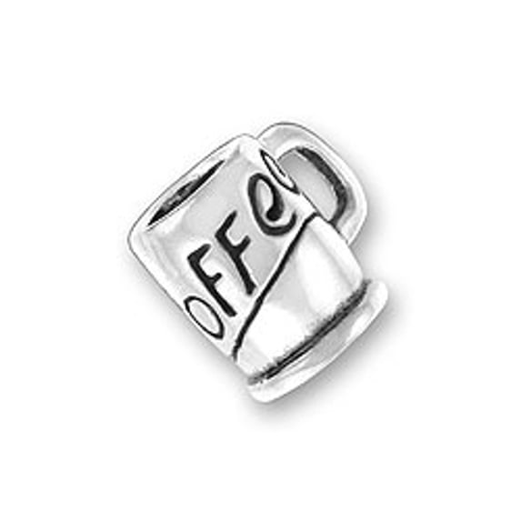 Sterling Silver 7" 4.5mm Charm Bracelet With Attached 3D Kitchen Coffee Mug Charm