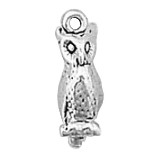 Sterling Silver 7" 4.5mm Charm Bracelet With Attached 3D Medium Forward Facing Owl Bird Charm