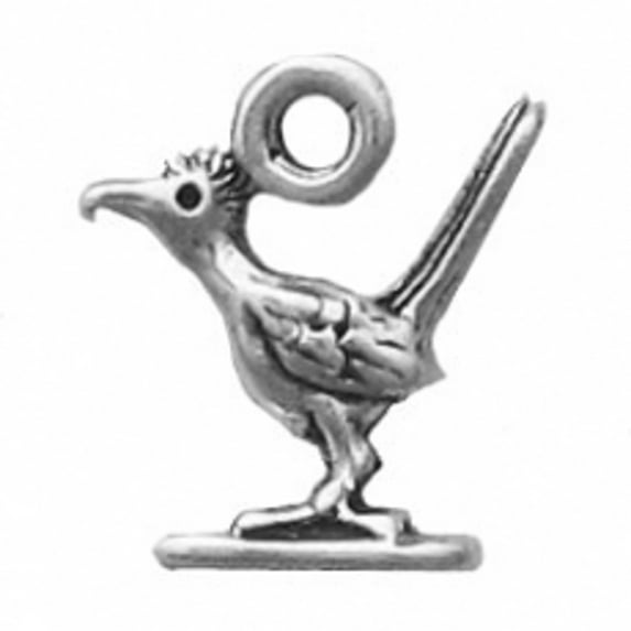 Sterling Silver 7" 4.5mm Charm Bracelet With Attached 3D Mini Standing Roadrunner Bird Charm