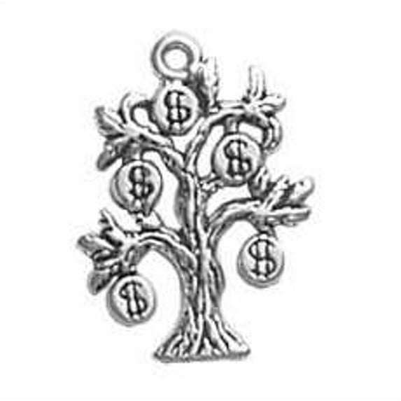 Sterling Silver 7" 4.5mm Charm Bracelet With Attached 3D Money Tree Charm