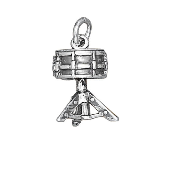 Sterling Silver 7" 4.5mm Charm Bracelet With Attached 3D Musical Instrument Drum On Stand Charm