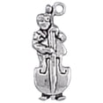 thumbnail image 1 of Sterling Silver 7" 4.5mm Charm Bracelet With Attached 3D Musical Instrument Man Playing Stand Up Bass Charm, 1 of 1