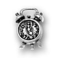 thumbnail image 1 of Sterling Silver 7" 4.5mm Charm Bracelet With Attached 3D Old Fashioned Windup Alarm Clock Charm, 1 of 1