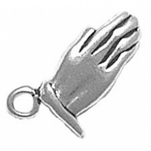 Sterling Silver 7" 4.5mm Charm Bracelet With Attached 3D Praying Hands Charm