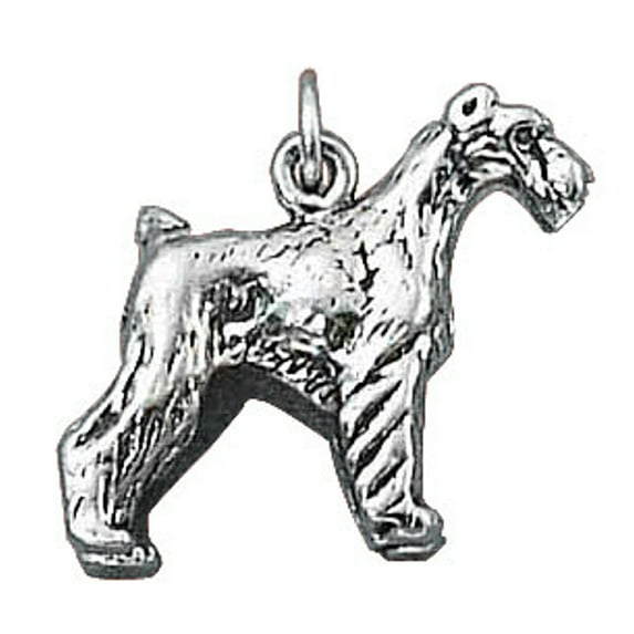 Sterling Silver 7" 4.5mm Charm Bracelet With Attached 3D Schnauzer Pet Dog Breed Charm
