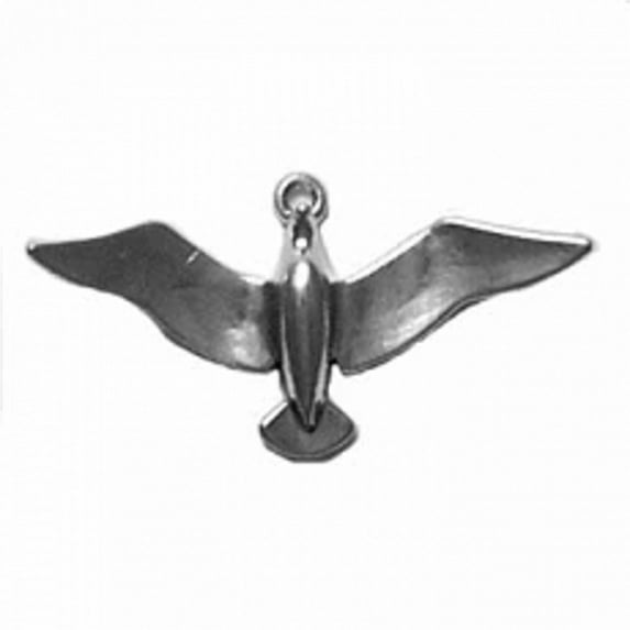 Sterling Silver 7" 4.5mm Charm Bracelet With Attached 3D Seagull Bird Charm