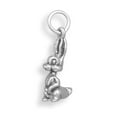 thumbnail image 1 of Sterling Silver 7" 4.5mm Charm Bracelet With Attached 3D Small Cute Sitting Rabbit Charm, 1 of 1