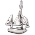 thumbnail image 1 of Sterling Silver 7" 4.5mm Charm Bracelet With Attached 3D Three Sail Sailboat Ketch Charm, 1 of 2