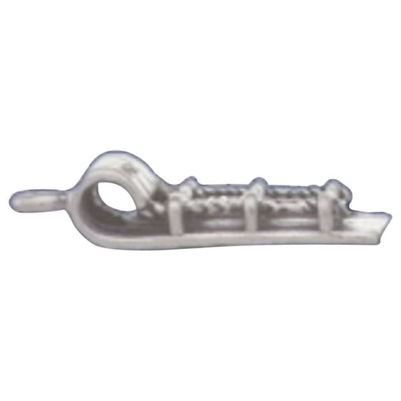 Sterling Silver 7" 4.5mm Charm Bracelet With Attached 3D Toboggan Snow Sled Sleigh Charm