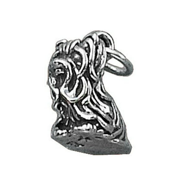 Sterling Silver 7" 4.5mm Charm Bracelet With Attached 3D Yorkshire Terrier Pet Dog Breed Charm