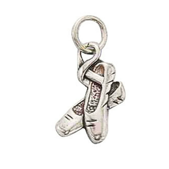 Sterling Silver 7" 4.5mm Charm Bracelet With Attached Ballerina Pointe Shoes Charm
