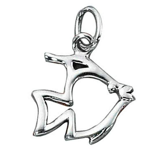 Sterling Silver 7" 4.5mm Charm Bracelet With Attached Cutout Angelfish Silhouette Charm