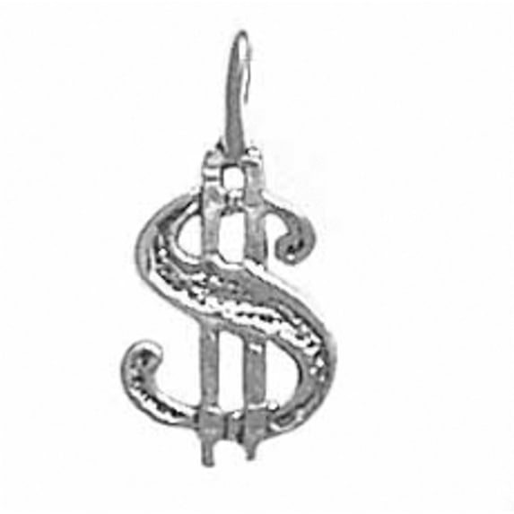 Sterling Silver 7" 4.5mm Charm Bracelet With Attached Flat Thin Dollar Sign Symbol Charm