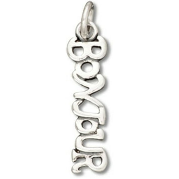 Sterling Silver 7" 4.5mm Charm Bracelet With Attached French Word Bonjour Good Day Charm