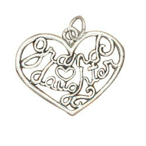 Sterling Silver 7" 4.5mm Charm Bracelet With Attached "GRANDDAUGHTER" Open Filigree Heart Word Charm