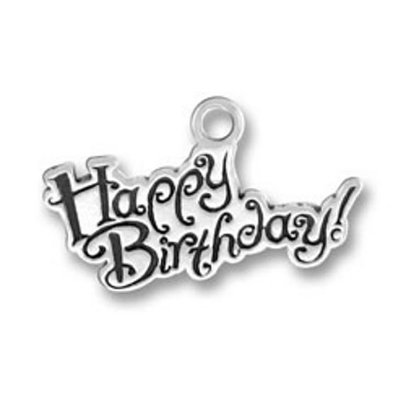 Sterling Silver 7" 4.5mm Charm Bracelet With Attached Happy Birthday! Word Word Charm